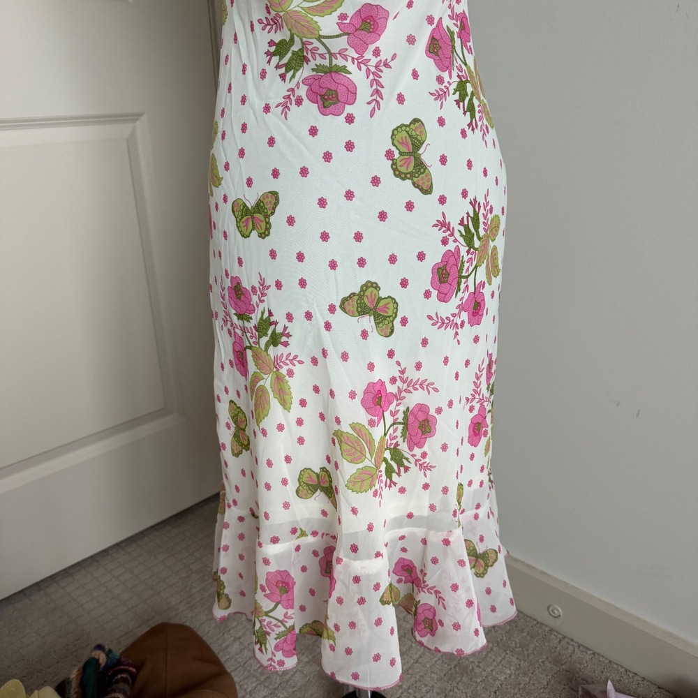 Vintage Y2K Floral Print Lace Detail Sequin Midi Dress - Picture 8 of 10
